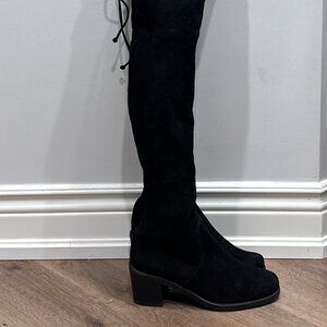Stuart Weitzman Suede Over The Knee Boots Size 5.5 Black Block Heel